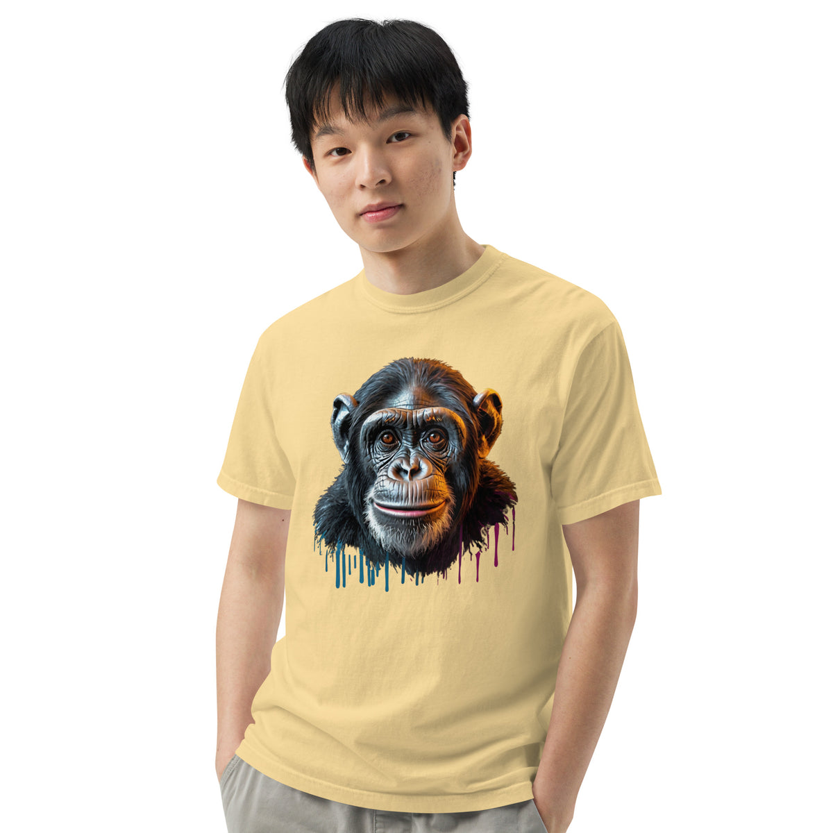 Artistic Chimpanzee Portrait Heavyweight Tee - Butter - T-shirts