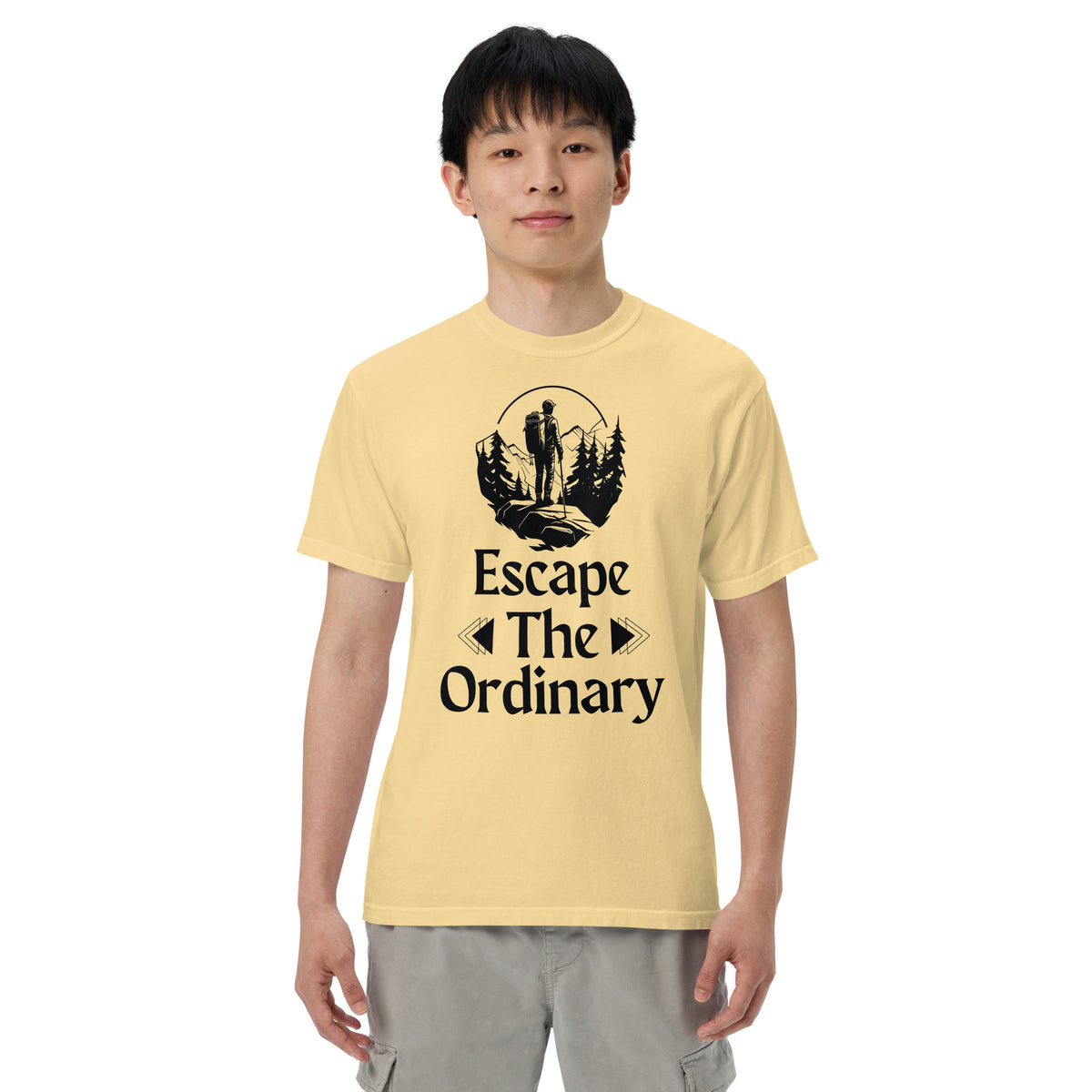 Escape The Ordinary - Adventure-Inspired Unisex Heavyweight Tee - Butter - T-shirts