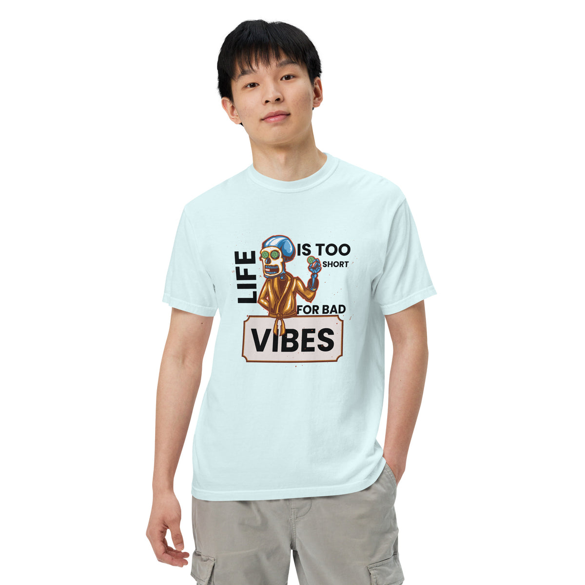 Vibes Skeleton Relaxation T-Shirt - Chambray -