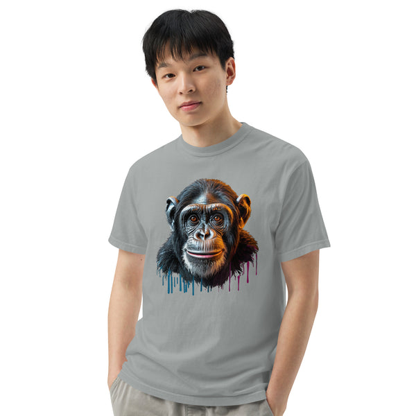 Artistic Chimpanzee Portrait Heavyweight Tee - Granite - T-shirts