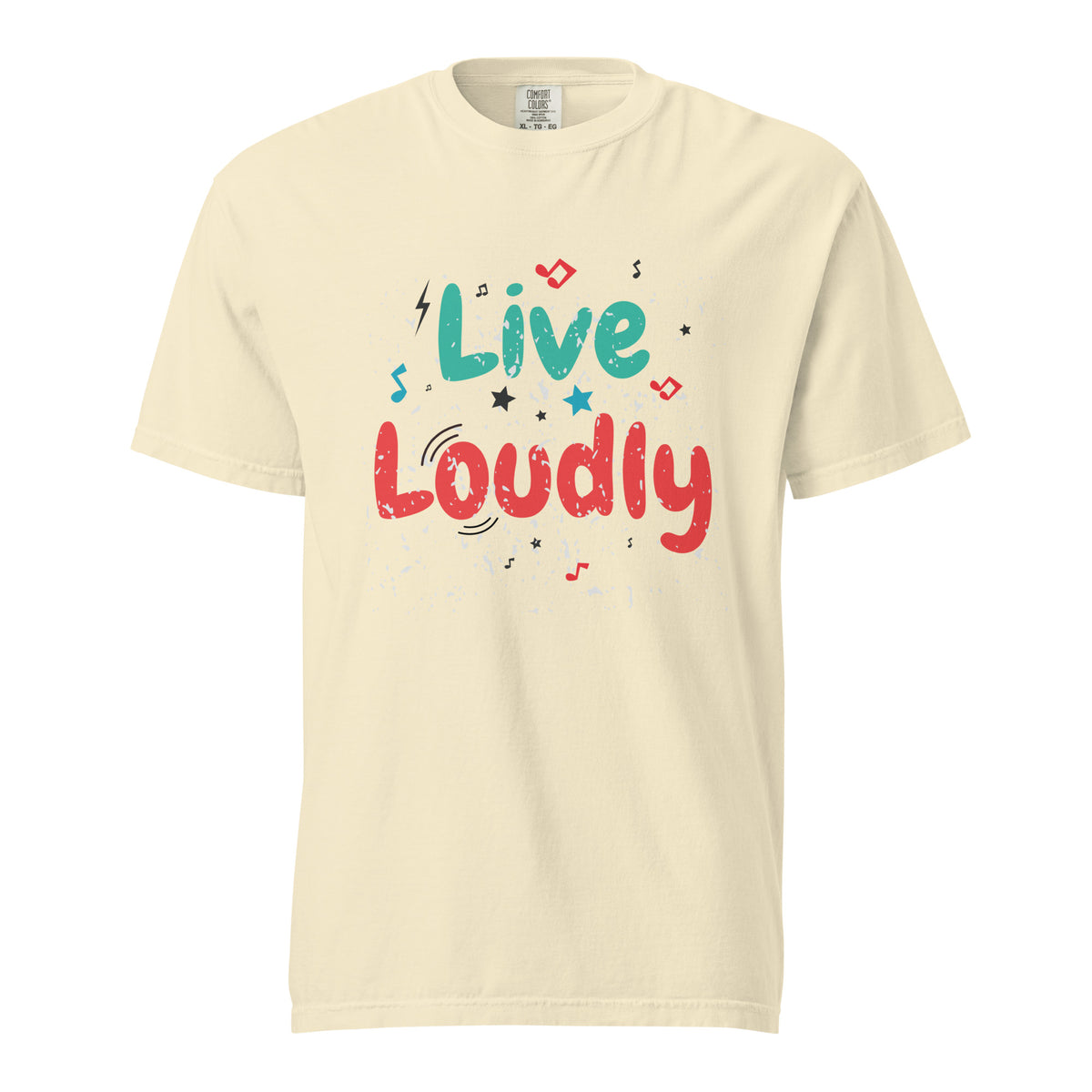 Live Loudly - Unisex Garment-Dyed Heavyweight T-Shirt - Ivory -