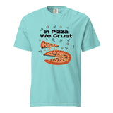 In Pizza We Crust - Playful Pizza-Themed Heavyweight Tee - Lagoon Blue -