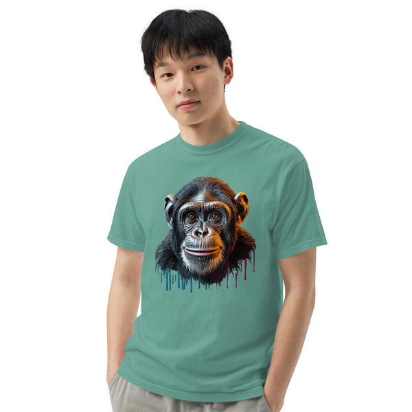 Artistic Chimpanzee Portrait Heavyweight Tee - Seafoam - T-shirts