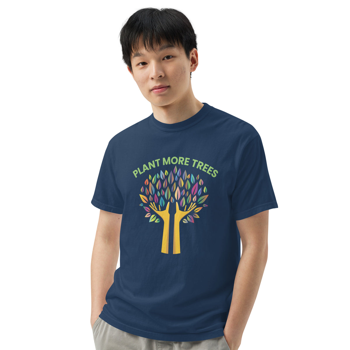 Plant More Trees Unisex Heavyweight Tee - True Navy -