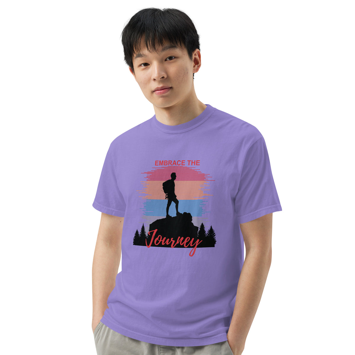 Embrace the Journey - Unisex Garment-Dyed Heavyweight T-Shirt - Violet - T-shirts