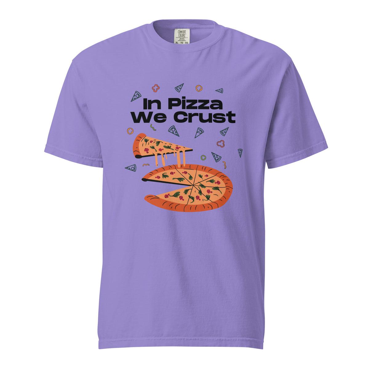 In Pizza We Crust - Playful Pizza-Themed Heavyweight Tee - Violet -