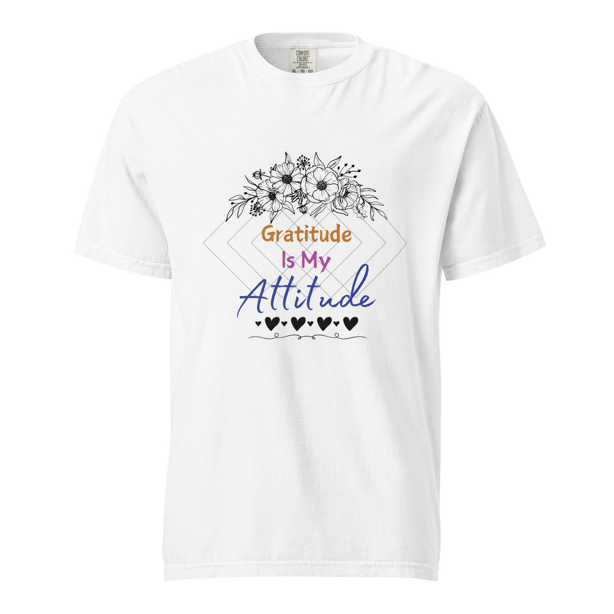 Gratitude Blooms - Unisex Garment-Dyed Heavyweight T-Shirt - White -