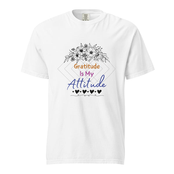 Gratitude Blooms - Unisex Garment-Dyed Heavyweight T-Shirt - White -