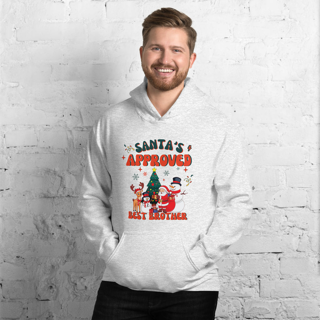 Santa’s Approved Best Brother – Holiday Hoodie - Ash - Hoodies