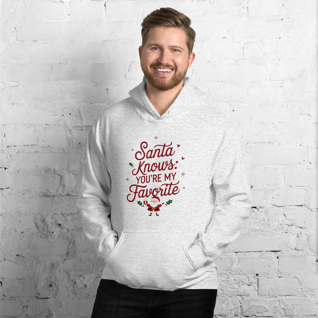 Santa Knows: You’re My Favorite – A Fun Christmas Hoodie for Husbands - Ash - Hoodies