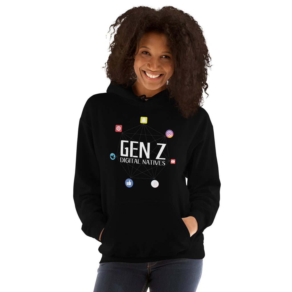 Networked & Trendy - Gen Z Digital Culture Hoodie - Black - Hoodies