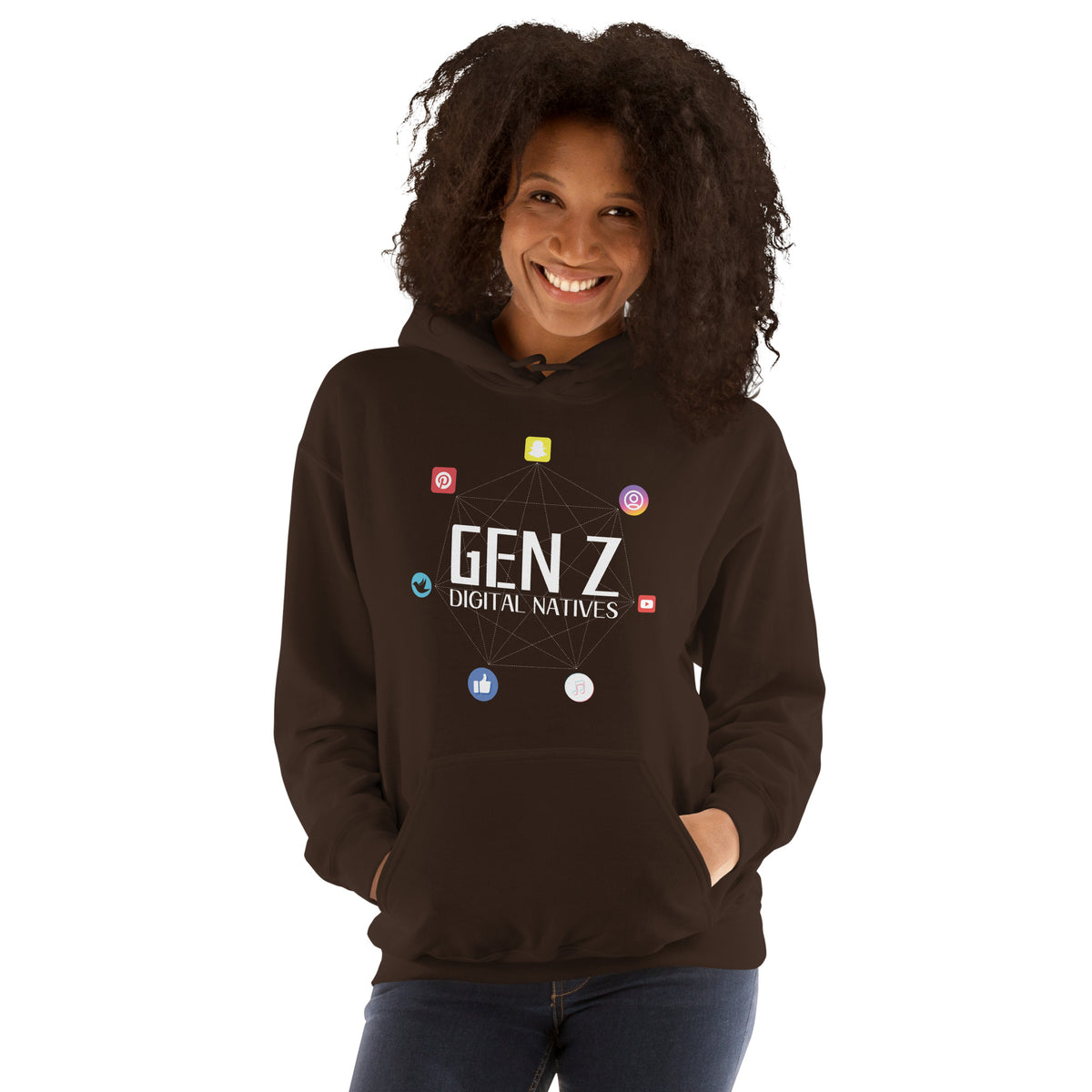 Networked & Trendy - Gen Z Digital Culture Hoodie - Dark Chocolate - Hoodies