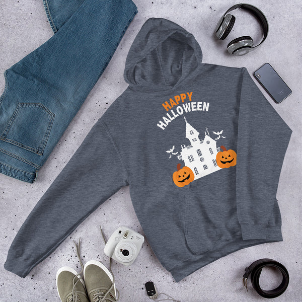 Pumpkin Patch Nostalgia - Warmth for Halloween Memories Hoodie - Heather Sport Dark Navy - Print Material