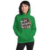 Empowered by Your Love – Elegant Floral Hoodie for Her - Irish Green - Hoodies