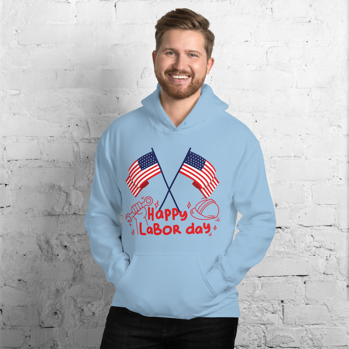 American Pride - Labor Day Cozy Hoodie - Light Blue - Hoodies