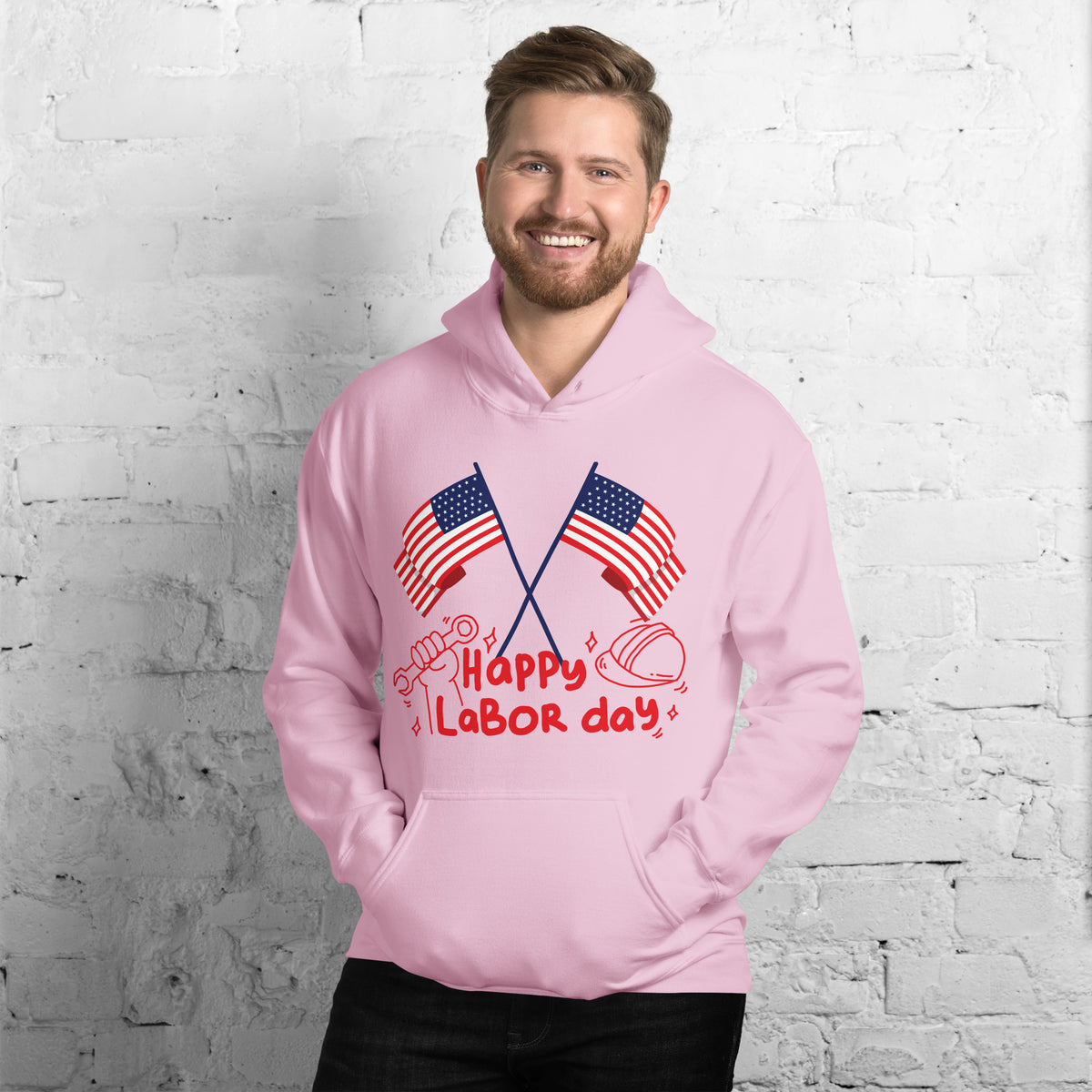 American Pride - Labor Day Cozy Hoodie - Light Pink - Hoodies