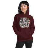 Empowered by Your Love – Elegant Floral Hoodie for Her - Maroon - Hoodies