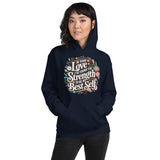 Empowered by Your Love – Elegant Floral Hoodie for Her - Navy - Hoodies