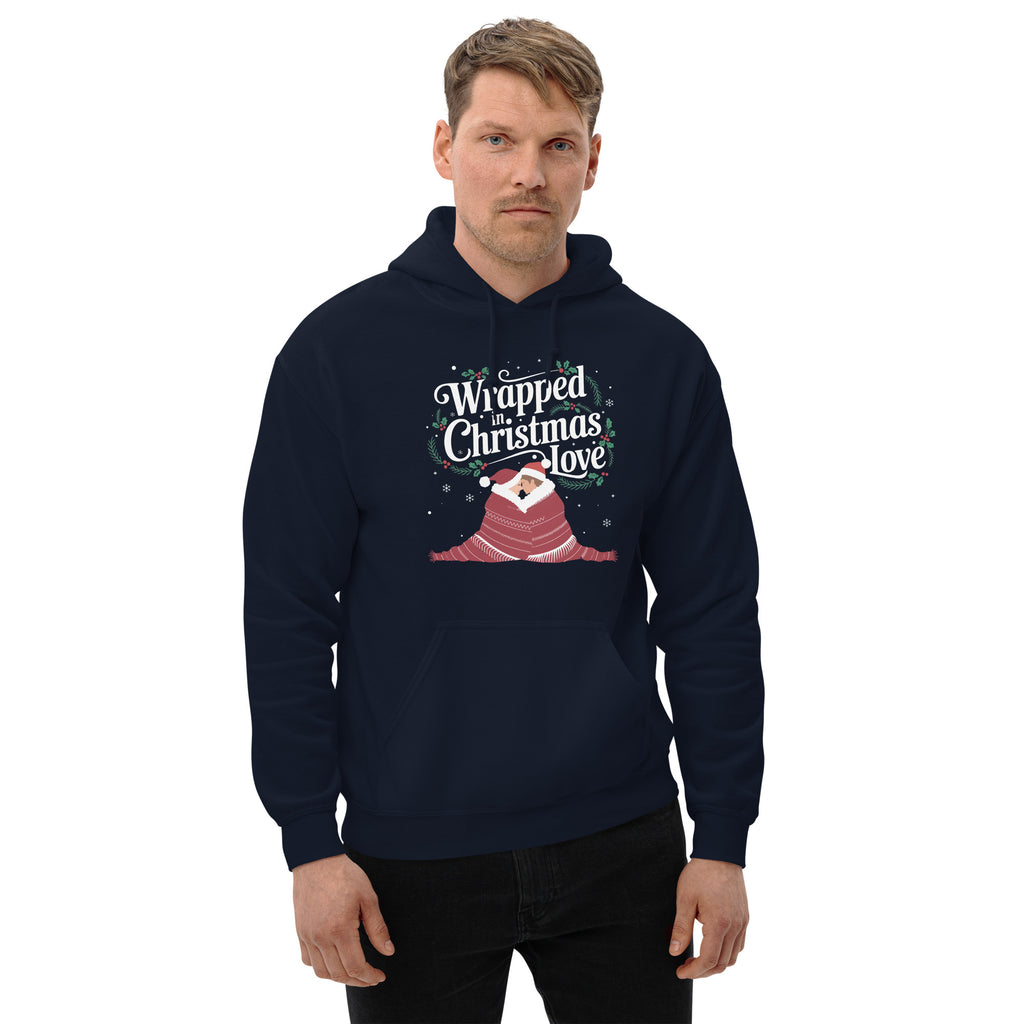 A Holiday Hug – Romantic Christmas Hoodie for Him - Navy - Hoodies