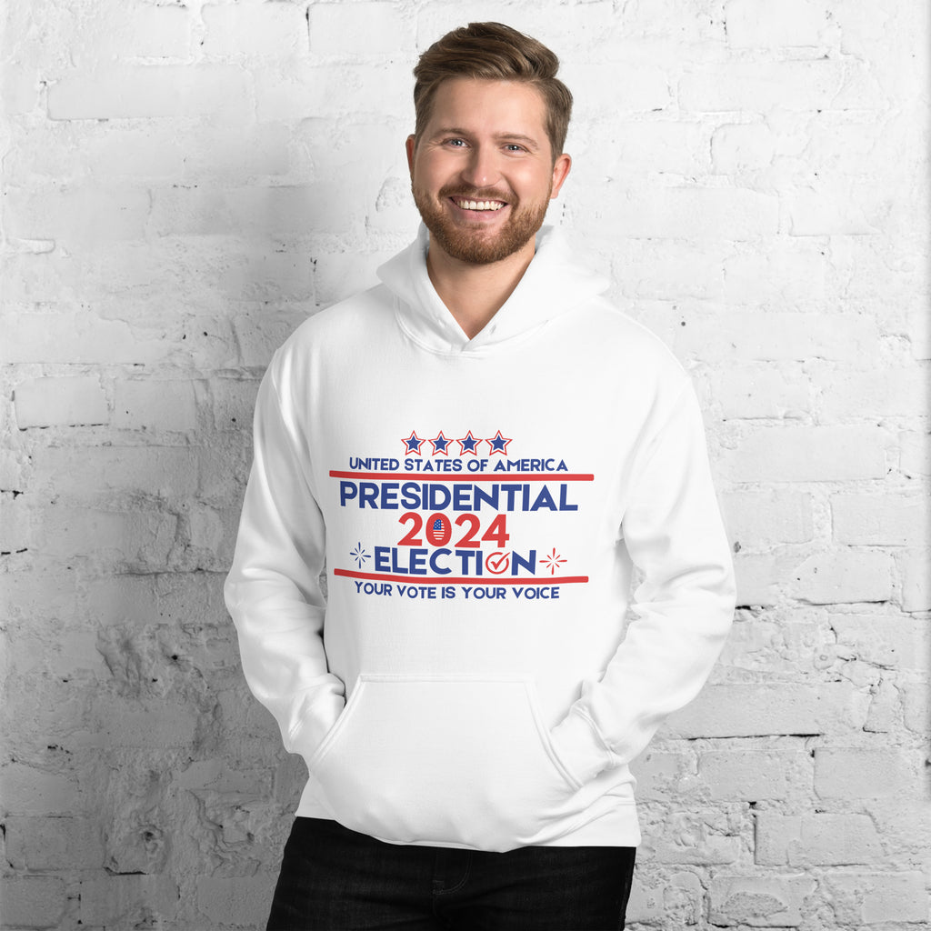 Red, White, and Vote - 2024 Election Hoodie - White - Hoodies