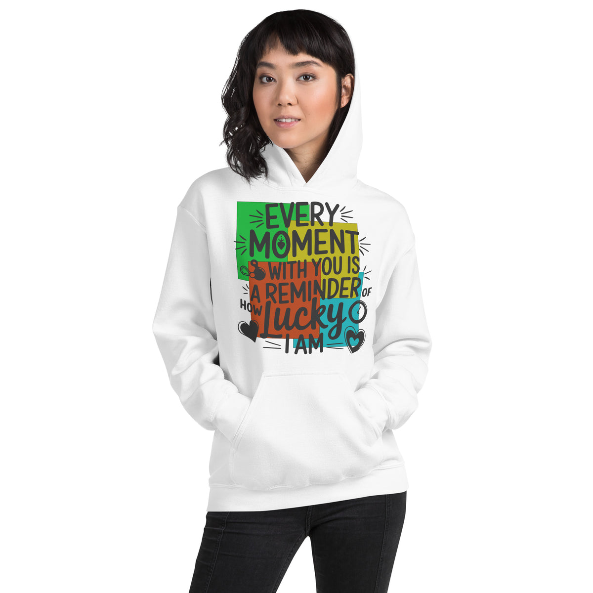 Lucky to Love You – Every Moment Hoodie - White - Hoodies