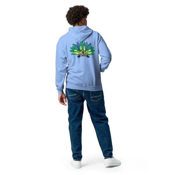 Samba Spirit - Brazilian Flag Zip Hoodie - Carolina Blue - Hoodies