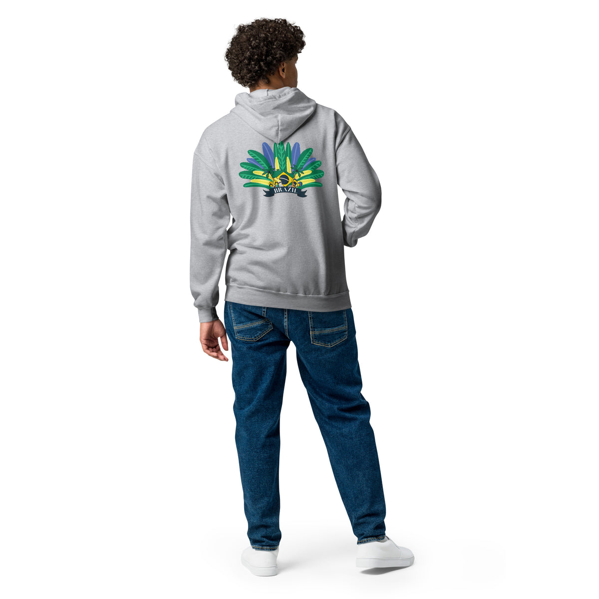 Samba Spirit - Brazilian Flag Zip Hoodie - Sport Grey - Hoodies