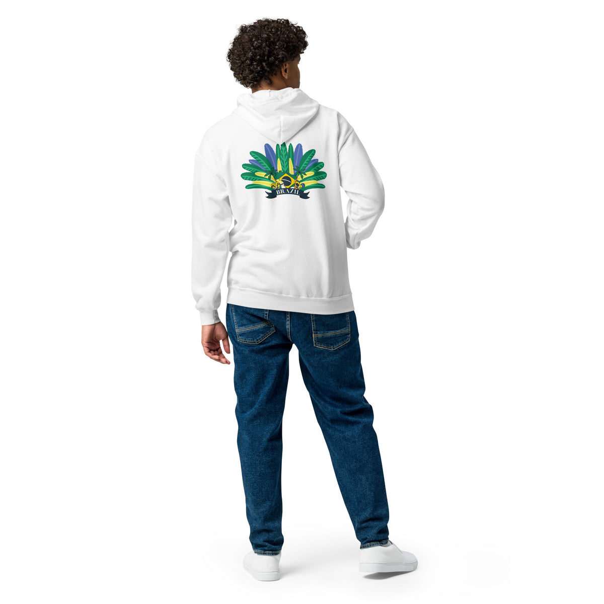 Samba Spirit - Brazilian Flag Zip Hoodie - White - Hoodies