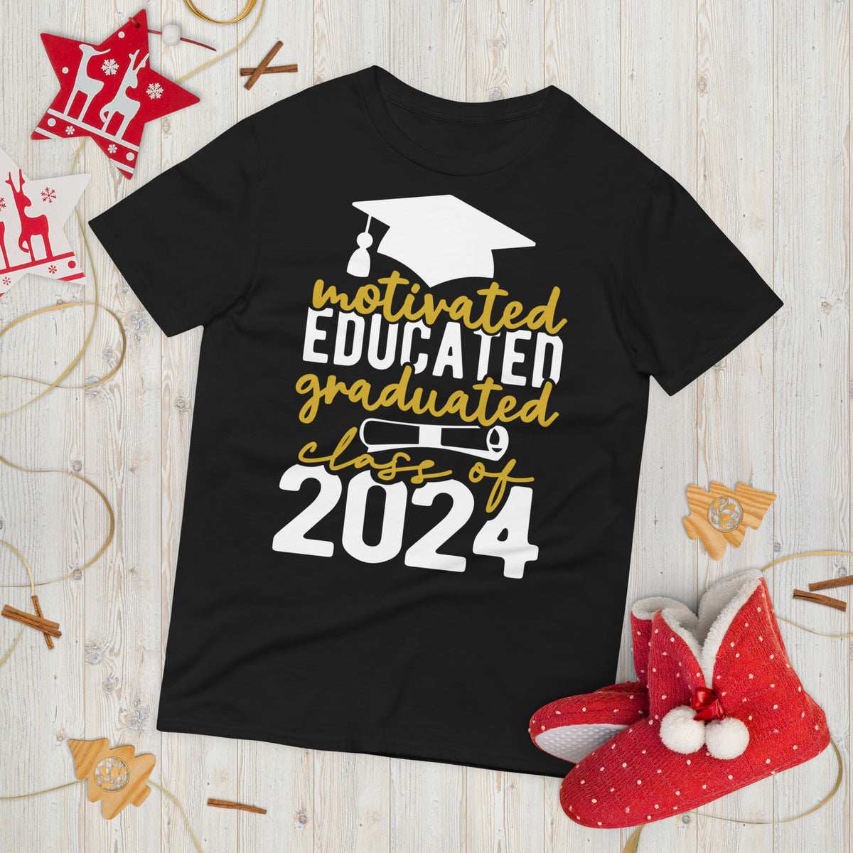 Proud Graduate - Class of 2024 Motivational T-Shirt - Black -