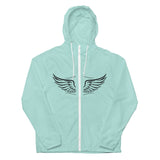 Wings of Courage Windbreaker - Aqua White Zipper -