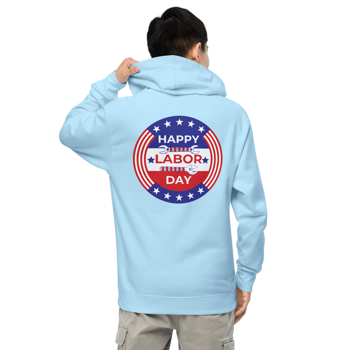 Patriotic Pride - Happy Labor Day Hoodie - Blue Aqua - Hoodies