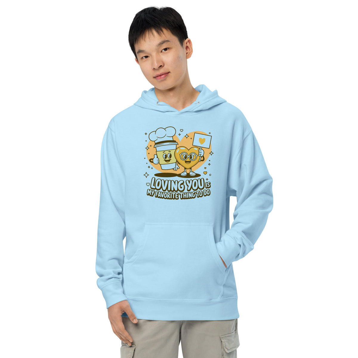 Cuteness Overload – Playful Love Hoodie for Him - Blue Aqua - Hoodies