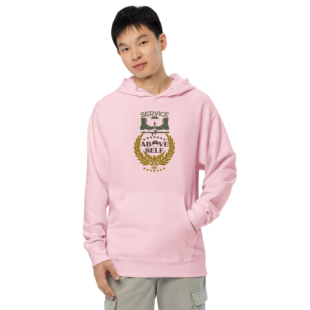 Dedication and Duty - Military Pride Hoodie - Light Pink - Hoodies