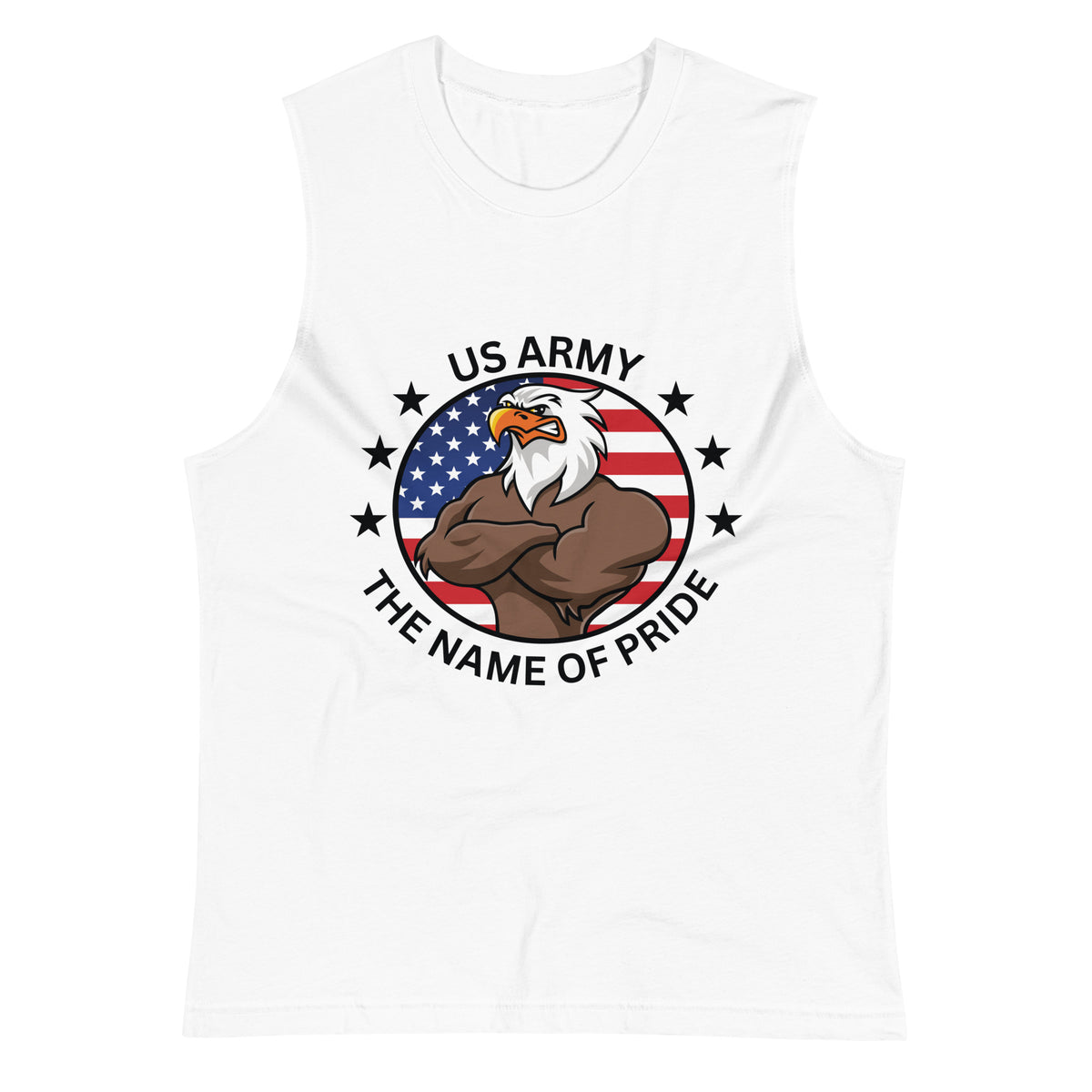 Eagle Pride - Name of Pride' Army Muscle Tank - White - Tank Tops