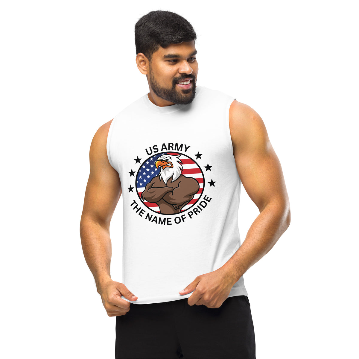 Eagle Pride - Name of Pride' Army Muscle Tank - - Tank Tops