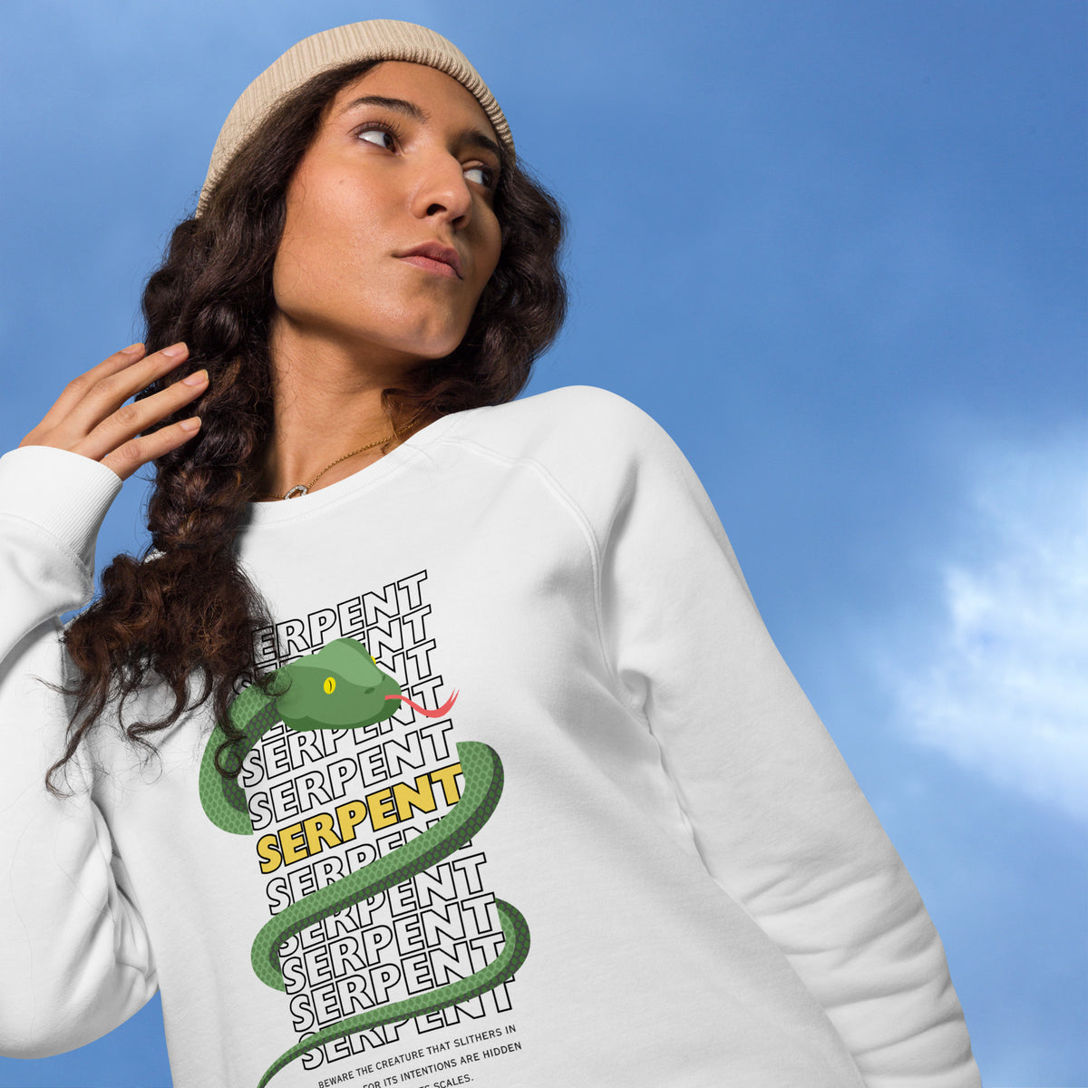 Winding Wonder - Organic Serpent Sweatshirt - White - Sweatshirts