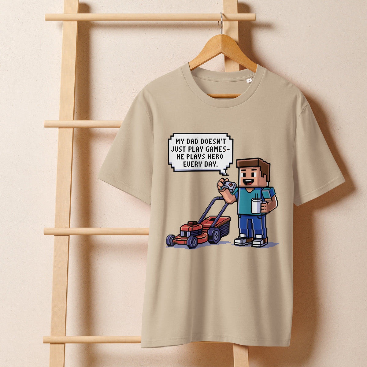 Pixel Hero Dad Tee – Father’s Day Gift - Desert Dust - T-shirt
