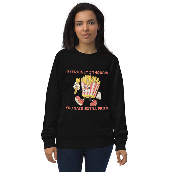 Fun & Play - Extra Fries Humor Sweatshirt - Black - Sweatshirts