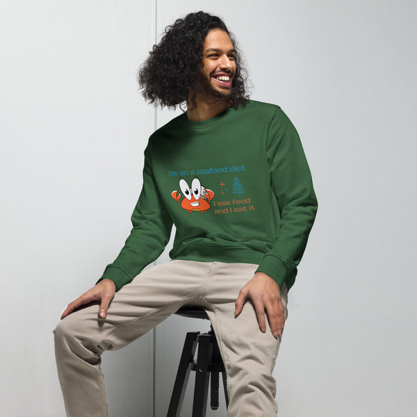 Crab-tivating Humor - Seafood Diet Sweatshirt - Bottle Green - Sweatshirts