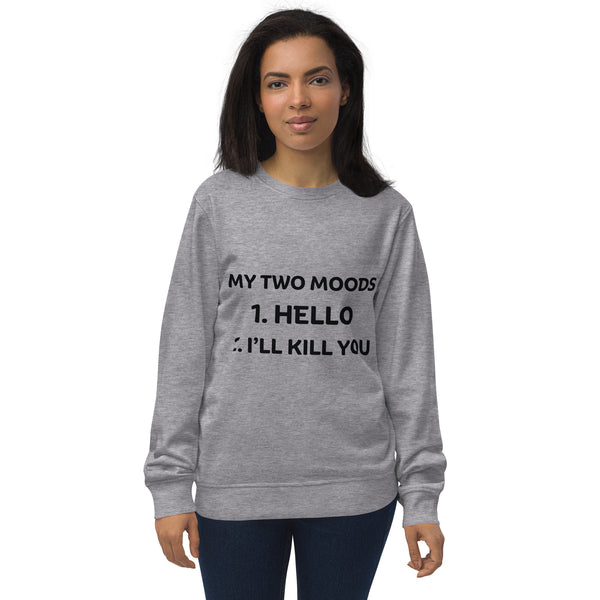 Two Moods, One Sweatshirt - Hello & I'll Kill You - Grey Melange - Sweatshirts