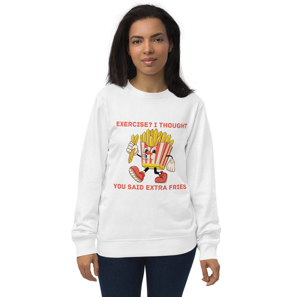 Fun & Play - Extra Fries Humor Sweatshirt - White - Sweatshirts