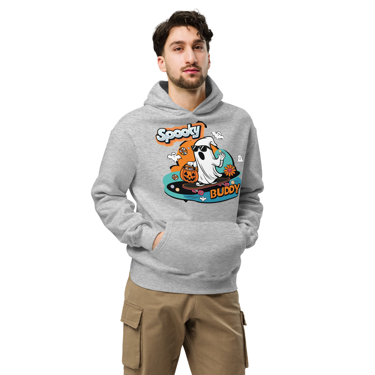 Trick-or-Treat in Style - Spooky Buddy Skateboard Hoodie - - Hoodies