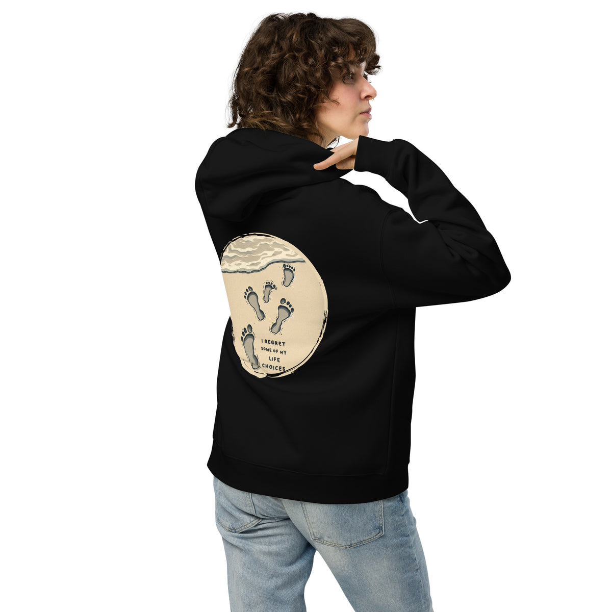 Footprints of the Past Hoodie - A Journey of Reflection - Black - Hoodies