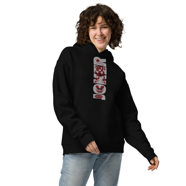 Vintage Clown Vibes - Maroon & Grey Statement Hoodie - Black - Hoodies