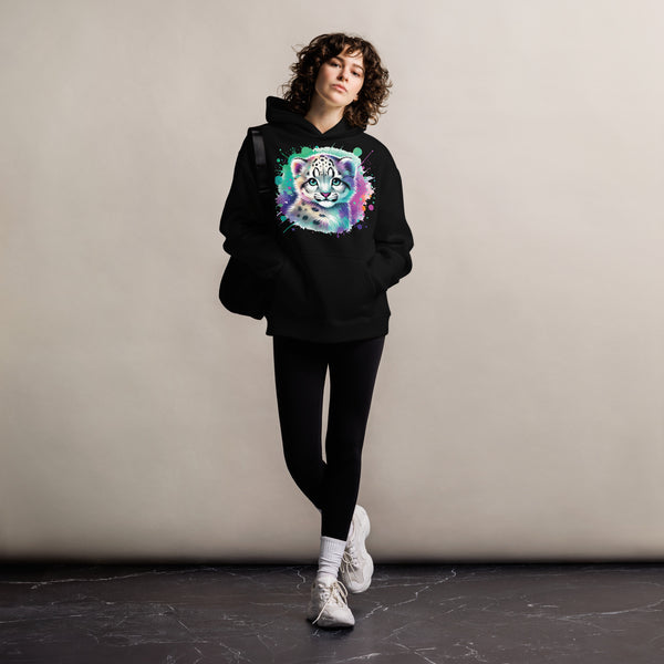 Enchanting Eyes - Colorful Snow Leopard Hoodie - Black - Unisex Hoodies