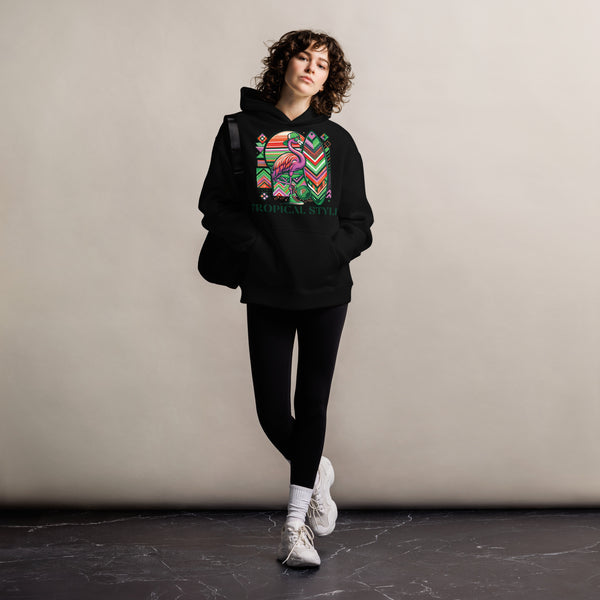 Surf and Style - Embrace the Tropical Flamingo Spirit - Black - Hoodies