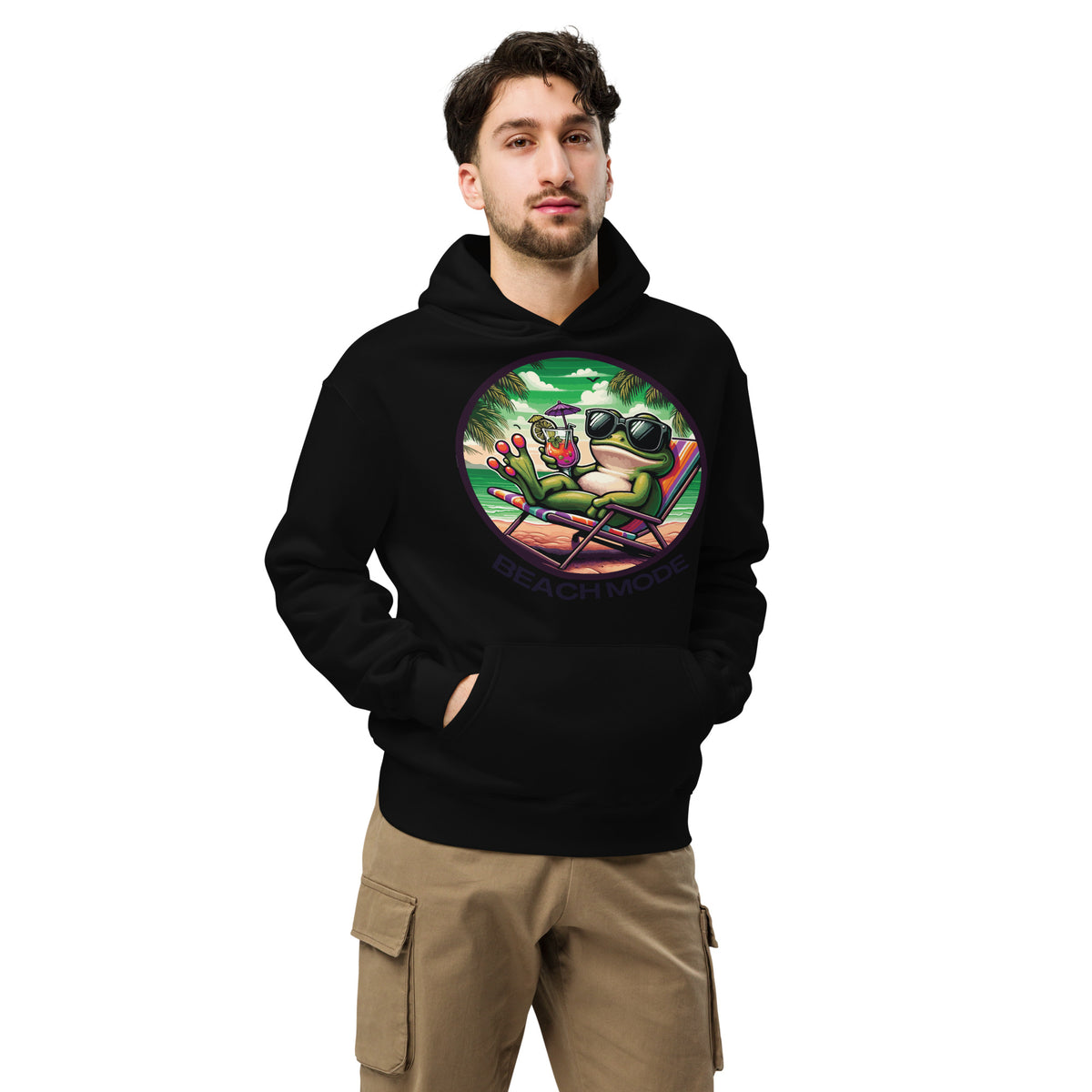 Relaxation in Every Stitch - Beach Vibes Hoodie - Black - Hoodies