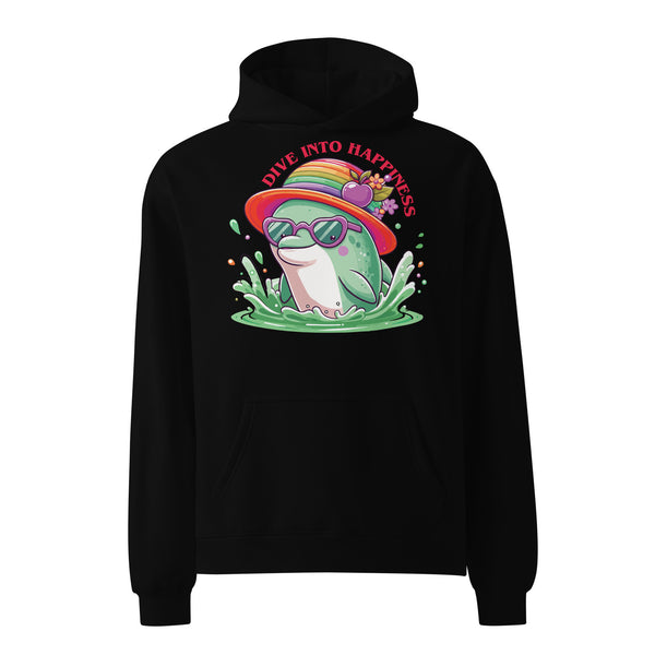 Rainbow Waves & Happy Days - Oversized Hoodie - - Hoodies