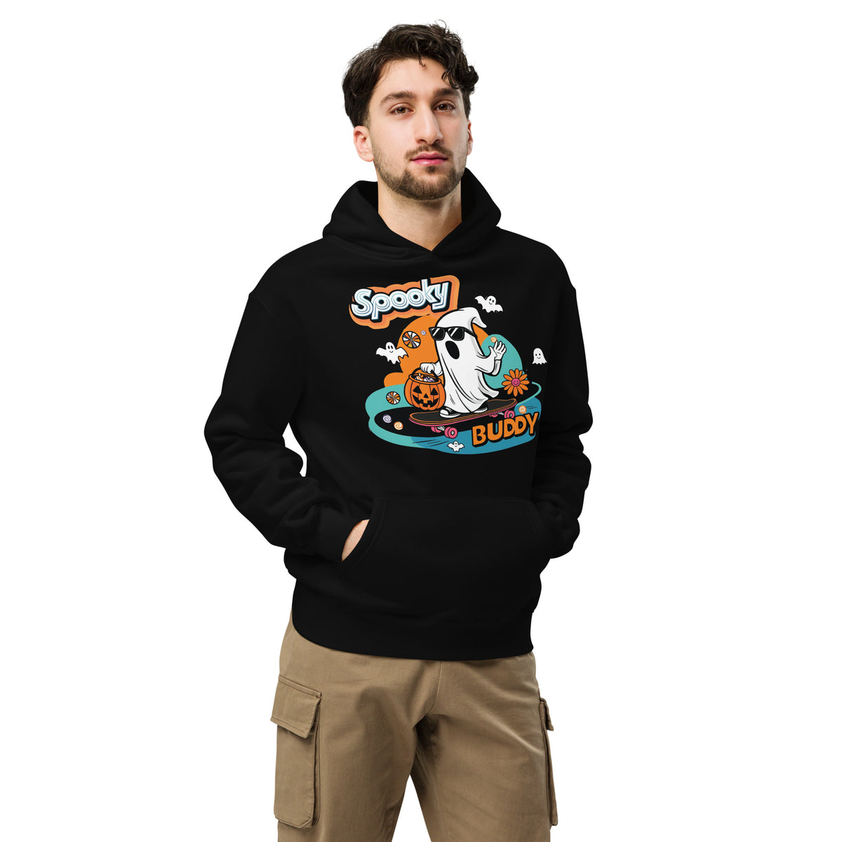 Trick-or-Treat in Style - Spooky Buddy Skateboard Hoodie - - Hoodies