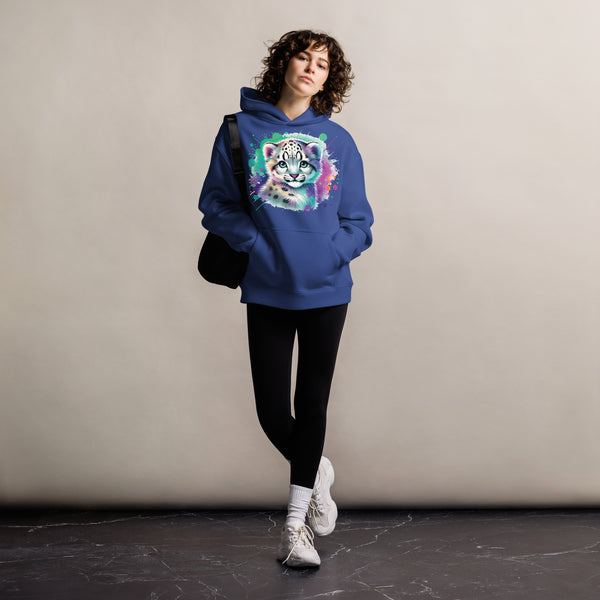 Enchanting Eyes - Colorful Snow Leopard Hoodie - Cobalt - Unisex Hoodies